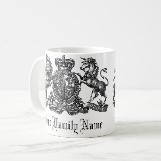 Uw familienaam  Crest Coffee Mok (Voorkant links)