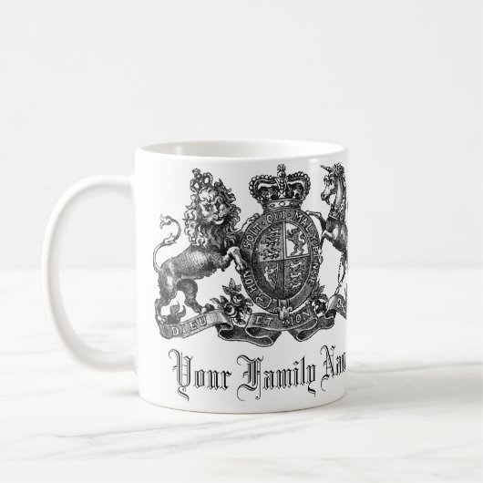 Uw familienaam  Crest Coffee Mok (Links)