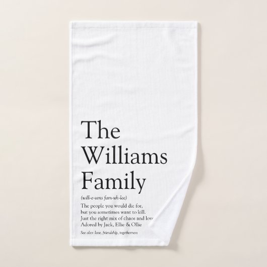 Uw familienaam Definitie zwart-wit Bad Handdoek (Handdoek)