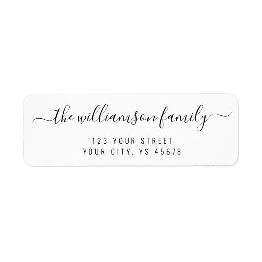 Uw familienaam Elegant Script Lettering Address Etiket (Voorkant)