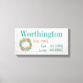 Uw familienaam Latitude en lengte Canvas Afdruk (Voorkant)