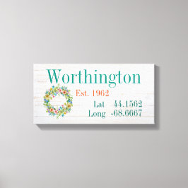 Uw familienaam Latitude en lengte Canvas Afdruk