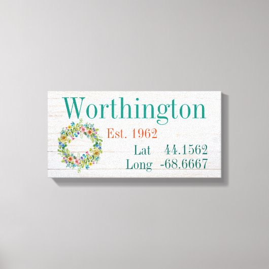 Uw familienaam Latitude en lengte Canvas Afdruk (Voorkant)