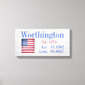 Uw familienaam Latitude en lengte Canvas Afdruk (Voorkant)