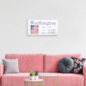 Uw familienaam Latitude en lengte Canvas Afdruk (Insitu (Woonkamer))