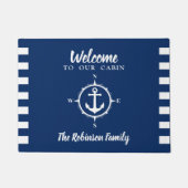 Uw familienaam met kompas ankercabine deurmat (Voorkant)