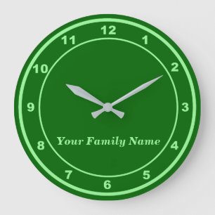 Uw familienaam op groene ronde wandklok