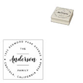 Uw familienaam | Script-adres met de hand geschrev Rubberstempel (Gestempeld)