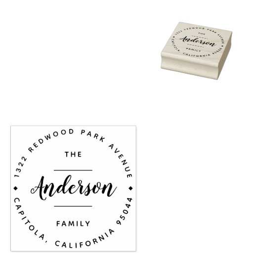 Uw familienaam | Script-adres met de hand geschrev Rubberstempel (Gestempeld)