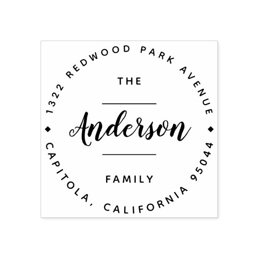 Uw familienaam | Script-adres met de hand geschrev Rubberstempel (Afrduk)