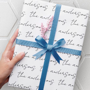 Uw familienaam Zwart-wit Patroon Cadeaupapier