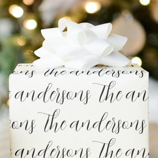 Uw familienaam Zwart-wit Patroon Cadeaupapier