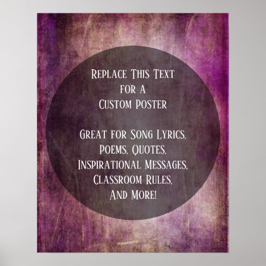 Uw favoriete Citaat Berry & Bruin Grunge op Cirkel Poster (Voorkant)