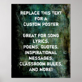 Uw favoriete citaat donkere Intense Grunge Textuur Poster