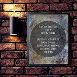 Uw favoriete citaat donkere kleurrijke grunge op C Poster<br><div class="desc">De achtergrond is bedekt met een afbeelding dat een krasste, onderdrukkende, grijze afbeelding weergeeft in rommelige donkerkleurige tinten. U bent welkom om dit stuk digitale kunst te vervangen door uw eigen, of door uw favoriete digitale foto! Daarover, helpt een grote doorschijnende zwarte cirkel jouw tekst aan pop terwijl het laten...</div>