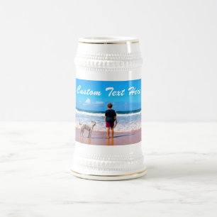 Uw favoriete foto Beer Stein met aangepaste tekst Bierpul