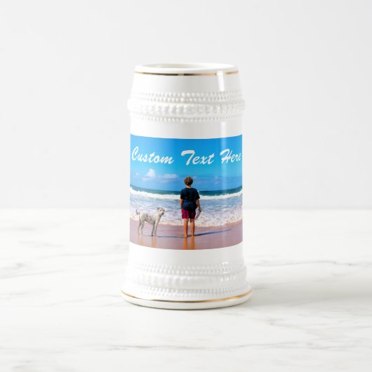 Uw favoriete foto Beer Stein met aangepaste tekst Bierpul (Center)