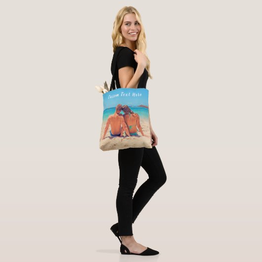 Uw favoriete foto-Canvas tas met aangepaste tekst (Op model)