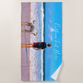 Uw favoriete foto strandlaken met aangepaste tekst (Voorkant)