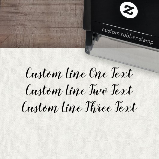 Uw favoriete tekst toevoegen - Three Lines Script Zelfinktende Stempel