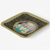 Uw foto 100 Random Number Pattern Zwart/Goud Papieren Bordje (Gebogen)