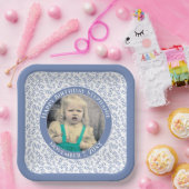 Uw foto 100 Willekeurig Getal Patroon Blauw/Wit Papieren Bordje (Feest)