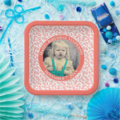 Uw foto 100 Willekeurig Getal Patroon Koraal/Wit Papieren Bordje (Feest)