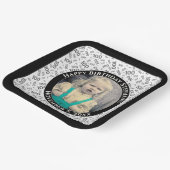 Uw foto 100 Willekeurig Getal Patroon Zwart/Wit Papieren Bordje (Gebogen)