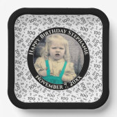 Uw foto 100 Willekeurig Getal Patroon Zwart/Wit Papieren Bordje (Voorkant)