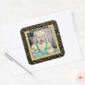 Uw foto: 100e nummer patroon zwart/goud vierkante sticker (Envelop)