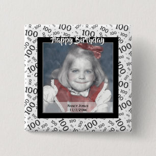 Uw foto: 100e Random Number Pattern Black 100 Vierkante Button 5,1 Cm