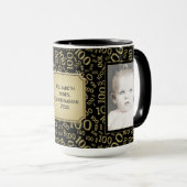 Uw foto 100th Birthday Gold Number Pattern Mok (Voorkant rechts)