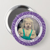 Uw foto 100th Birthday Number Pattern | PAARS Ronde Button 4,0 Cm (Voorkant /achterkant)