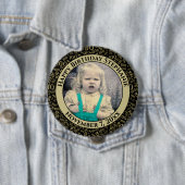 Uw foto 100th Birthday Number Pattern | Zwart Ronde Button 4,0 Cm (In situ)