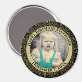 Uw foto 100th Birthday Pattern Black/Gold Magneet (Voorkant / Achterkant)