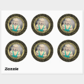 Uw foto 100th Birthday Pattern | Zwart/goud Ronde Sticker (Vel)