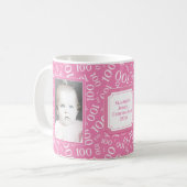 Uw foto 100th Birthday roze nummerpatroon Koffiemok (Voorkant links)