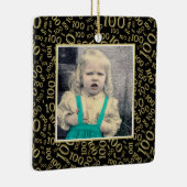 Uw foto:  100th Number Pattern Gold en Black Keramisch Ornament (Rechts)