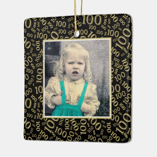 Uw foto:  100th Number Pattern Gold en Black Keramisch Ornament (Links)