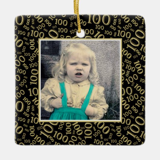 Uw foto:  100th Number Pattern Gold en Black Keramisch Ornament (Voorkant)