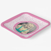 Uw foto 105 Willekeurig Getal Patroon Roze/Wit Papieren Bordje (Gebogen)