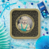 Uw foto 105 Willekeurig Getal Patroon Zwart/Goud Papieren Bordje (Feest)