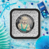 Uw foto 105 Willekeurig Getal Patroon Zwart/Wit Papieren Bordje (Feest)