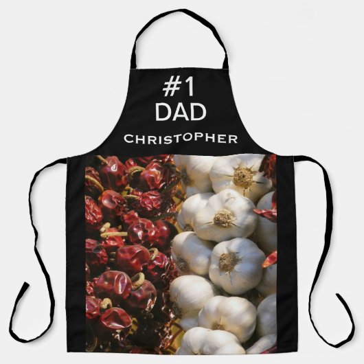 Uw foto, #1 vader, naam, of knoflook / paprika's schort (Voorkant)
