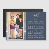 Uw foto 2026 Kalender Monogram Naam Navy Magnet (Voorkant / Achterkant)