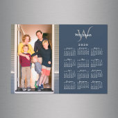 Uw foto 2026 Kalender Monogram Naam Navy Magnet