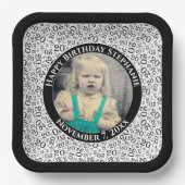 Uw foto 20 Willekeurig Getal Patroon Zwart/Wit Papieren Bordje (Voorkant)