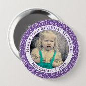 Uw foto | 20e geboorte Random Number Pattern Ronde Button 4,0 Cm (Voorkant /achterkant)