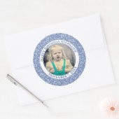 Uw foto 20th Birthday Number | Blauw/wit 20 Ronde Sticker (Envelop)