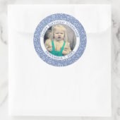 Uw foto 20th Birthday Number | Blauw/wit 20 Ronde Sticker (Tas)